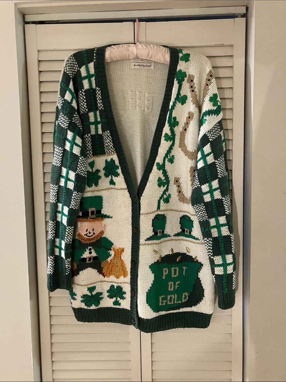 Vintage Marisa Christina St. Patrick’s Irish Leprechaun Ugly Cardigan Large